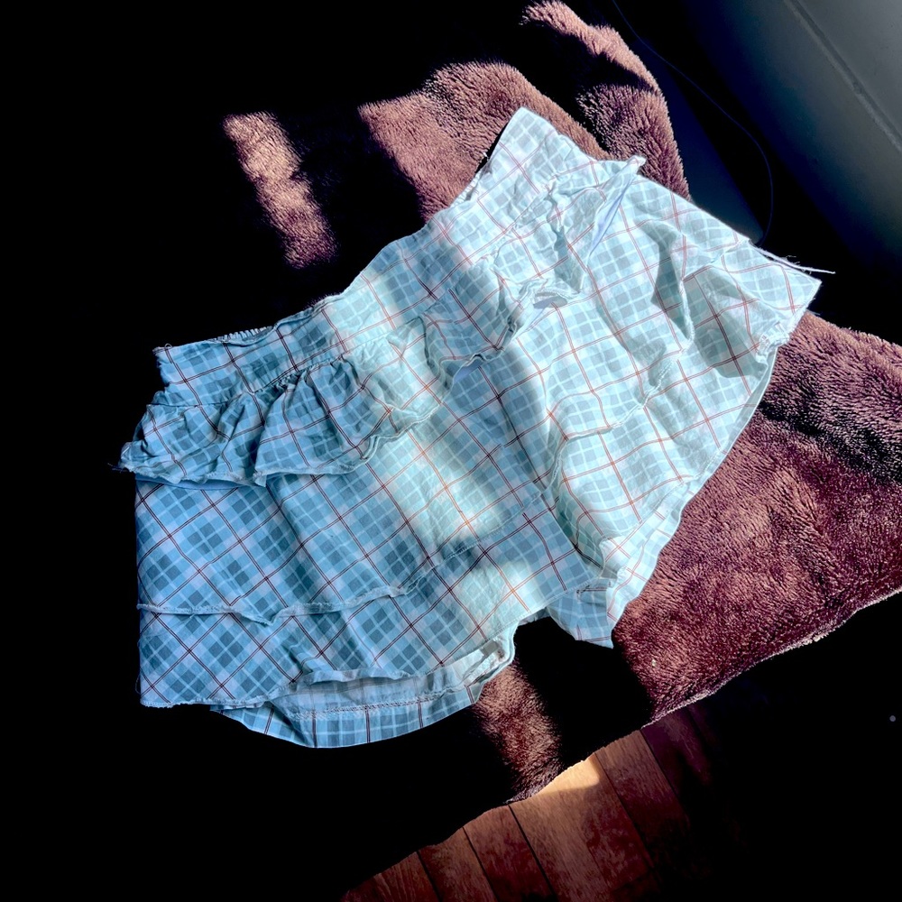 Plaid mini ruffle skirt